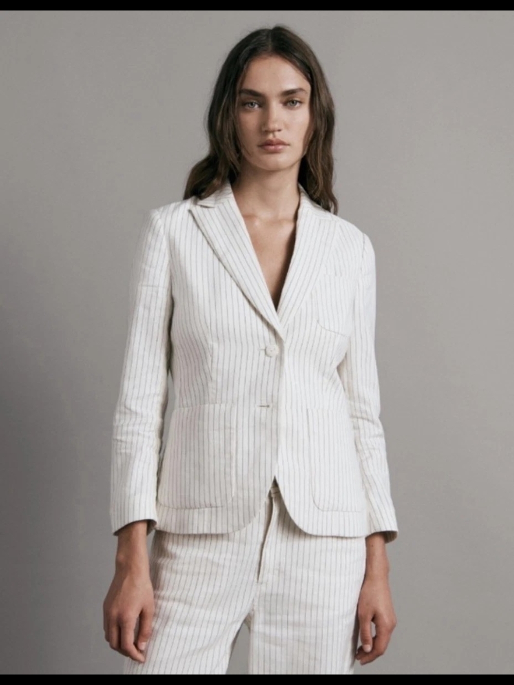 NWOT Rag & Bone Nancy Striped Single Breasted Blazer Linen White Size 6 Small
